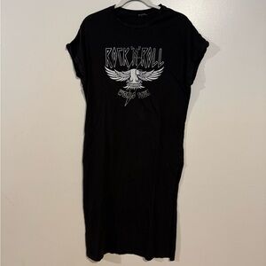 Black Rock 'n' Roll Graphic T-Shirt Dress